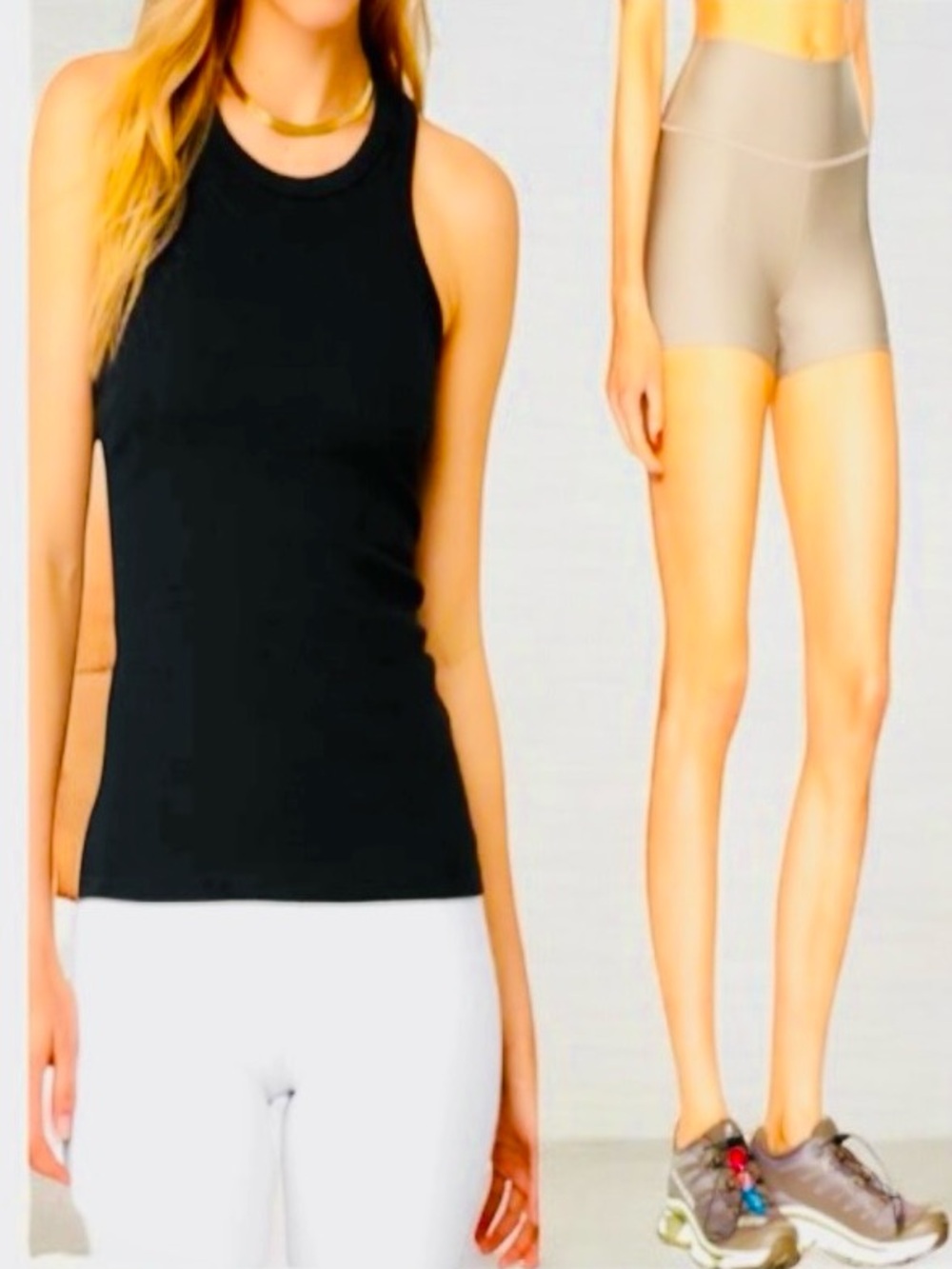 NEW Alo Yoga High Waist  Short Black Ribbed Aspire Full Length Tank Size XS